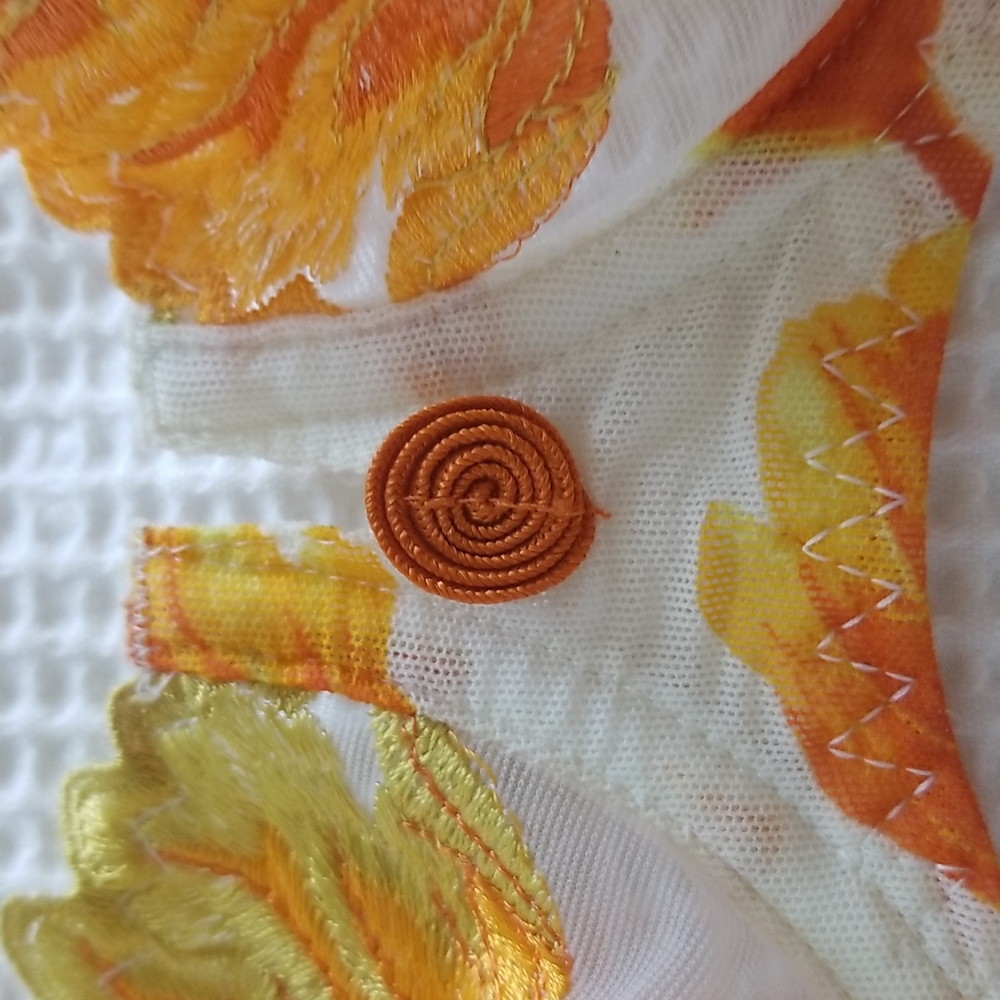 Aubade Orange Gold Tulips Appliques Underwire Bra Size 36 - Picture 6 of 11